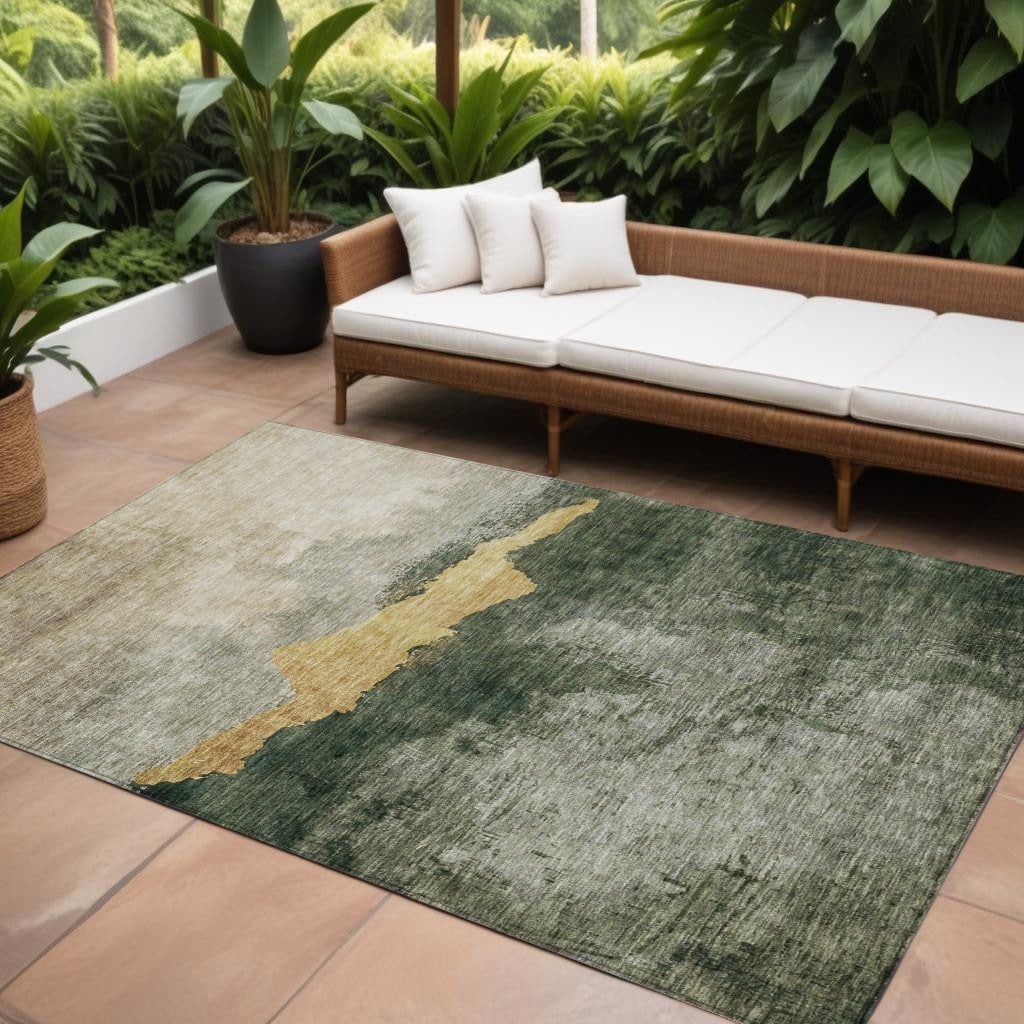 HomeRoots Abstract Transitional Rectangle Outdoor Rug