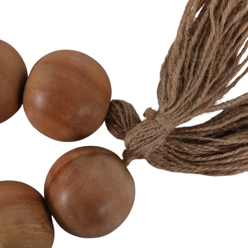 Mango Wood Jute Tassel Beaded Garland - 32"