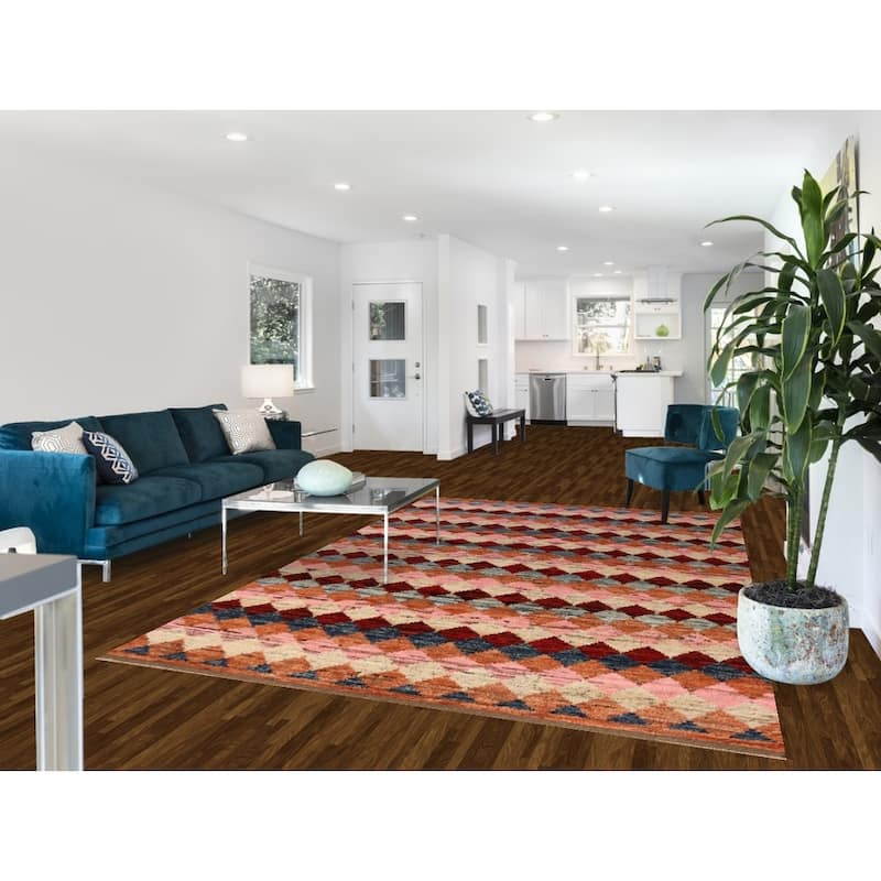 Tribal / Trellis Moroccan Oriental Area Rug Handmade Wool Carpet - 6'7" x 10'4"