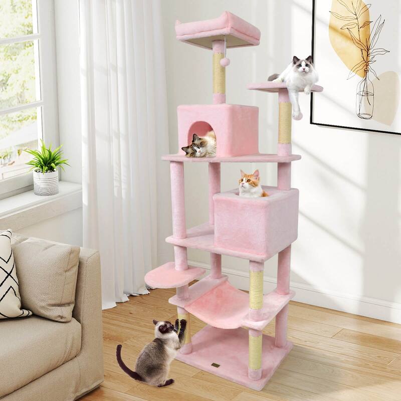 Costway 70” Cat Tree for Indoor Cats with Padded Top Perch, Dual - See Details