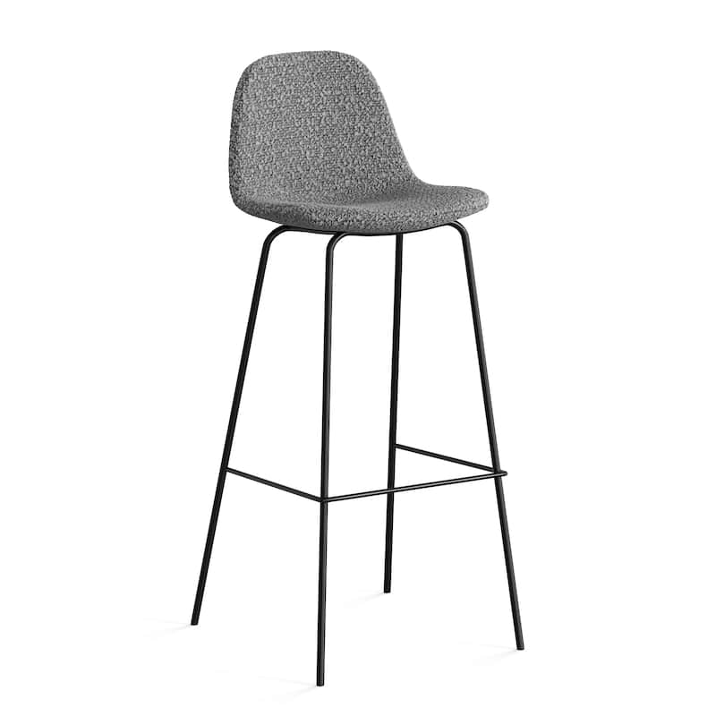 Maxine Boucle Bar Height Stools Black Legs (Set of 2) - Grey Boucle