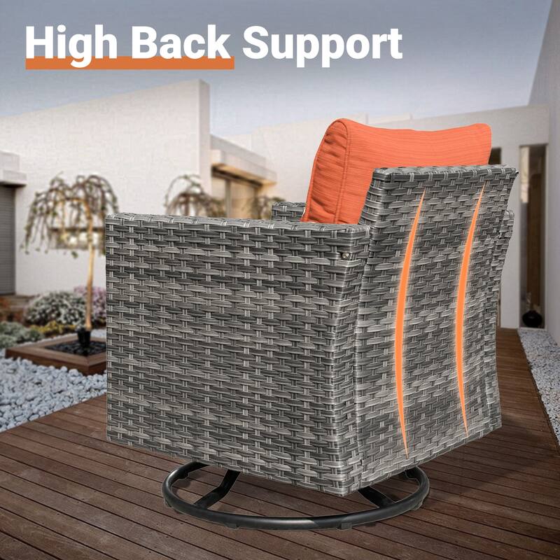 OVIOS Deep Seat Wicker 10-piece Sectional Set Swivel Chairs With Glass Top Coffee Table