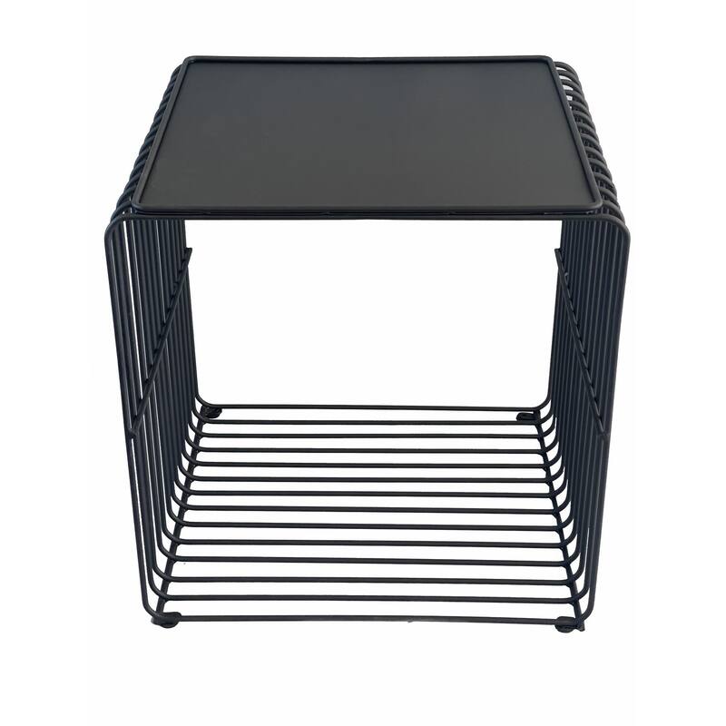 16 in. Black Square Metal End Table, Sturdy Build End Side Table for Living Rooms