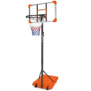 Roomfitters Portable Basketball Goal System with Stable Base and Wheels, Adjustable Height 5.6-7ft for Indoor Outdoor