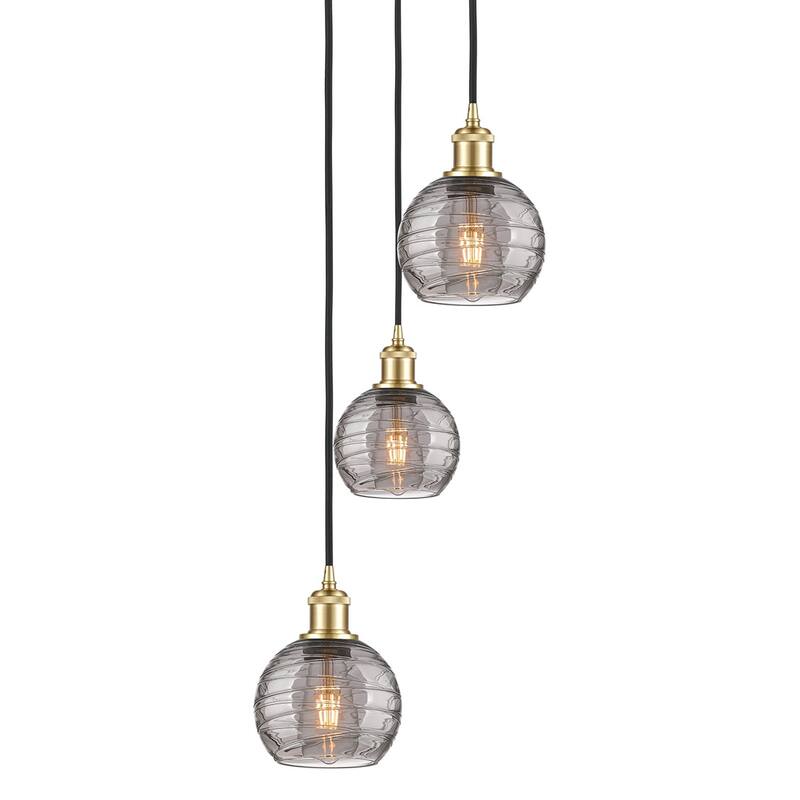 Innovations Lighting 113B-3P 25 12 Athens Deco Swirl Pendant Athens - Satin Gold / Light Smoke Deco Swirl