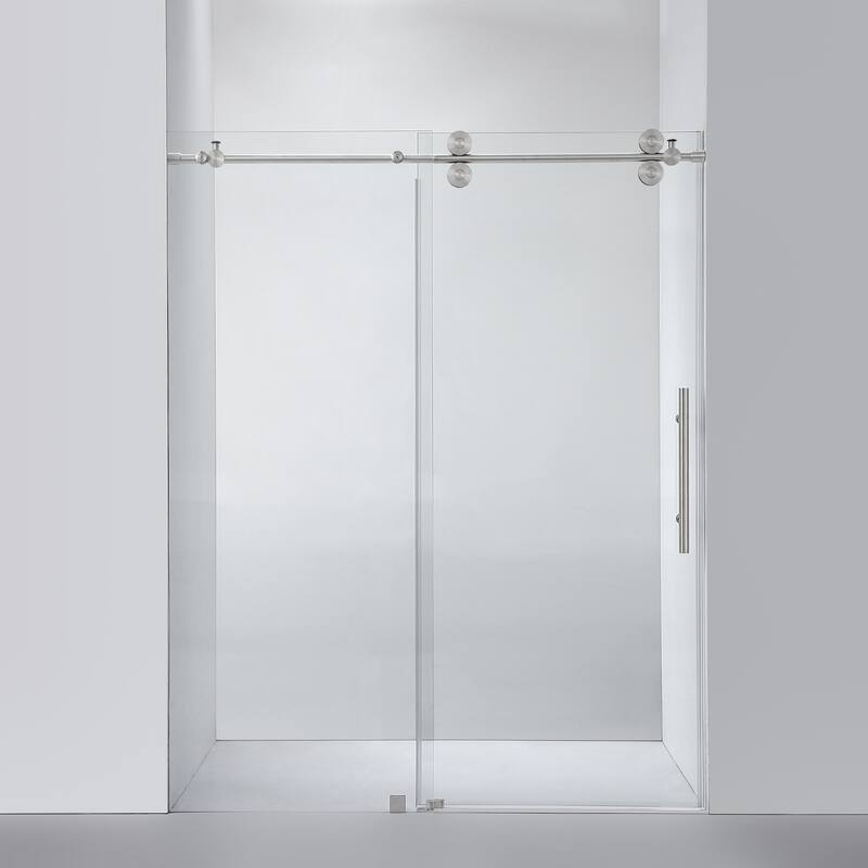 Villena 60" W x 78" H Single Sliding Shower Door,Brushed Nickel - 60 inches