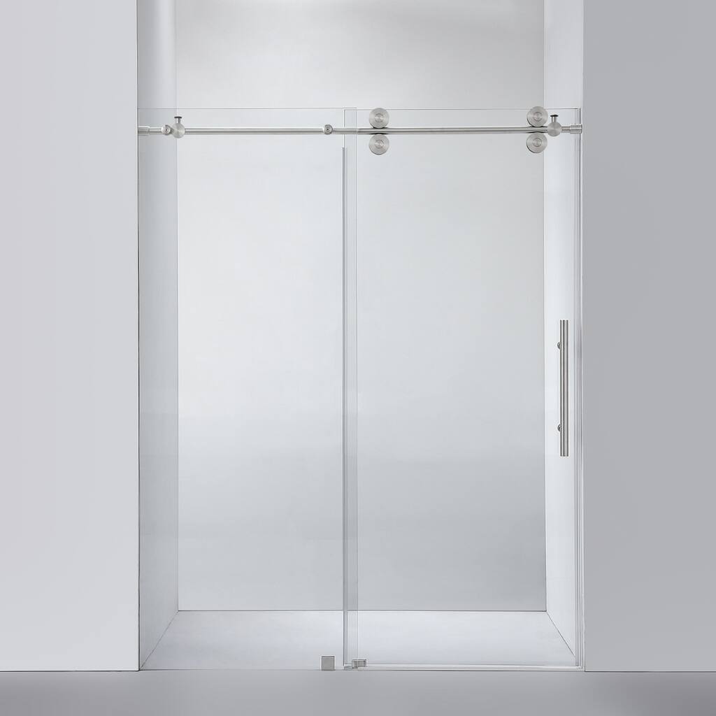 Villena 60" W x 78" H Single Sliding Shower Door,Brushed Nickel - 60 inches