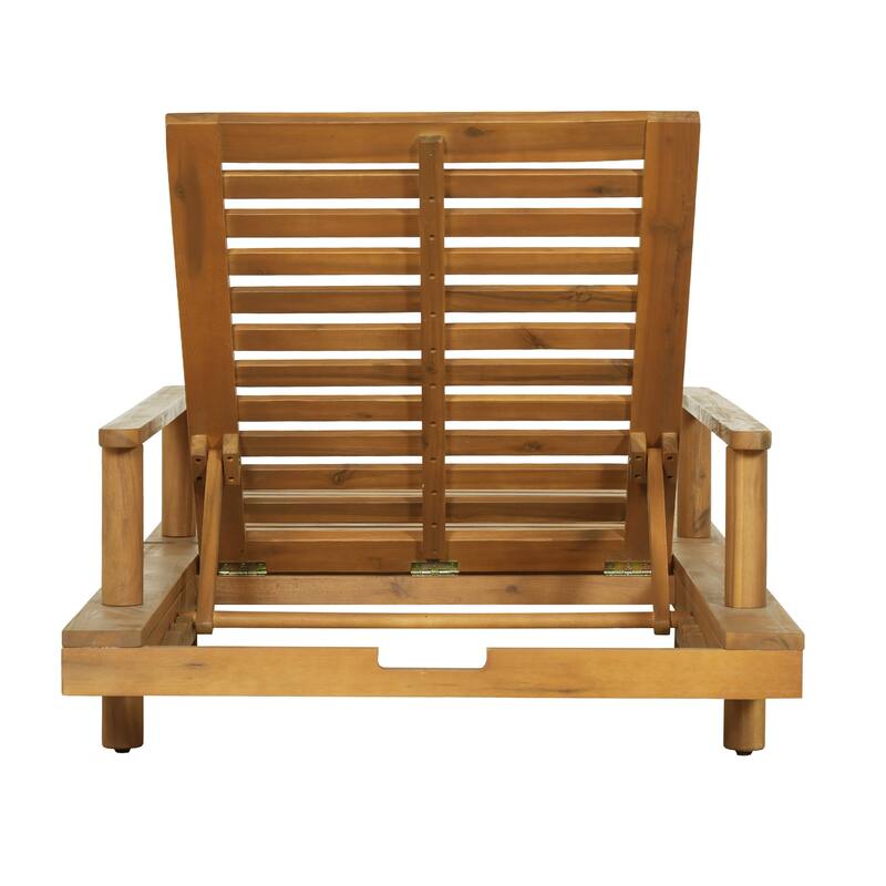 Christopher Knight Home - Modern Indoor/Outdoor Acacia Wood 4-Fold Adjustable Chaise Lounge with Water-Resistant Cushion