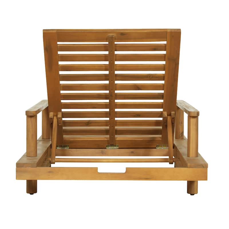 Christopher Knight Home - Modern Indoor/Outdoor Acacia Wood Chaise Lounge with 3-Position Adjustable Backrest & 3-Fold Cushion