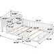 preview thumbnail 3 of 9, Full-Size Montessori Floor Bed with Bookcases & Blackboards, Solid Wood Design for Kids with Guardrails & Storage, White
