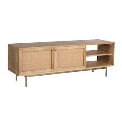 Curtis Solid Wood with Natural Woven Cane TV Stand