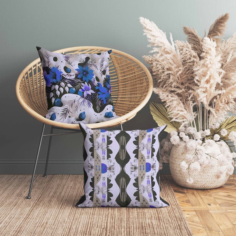 Charming Chronicles Indoor/Outdoor Reversible Throw Pillow Blue and Black