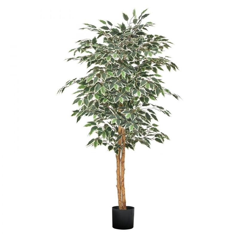 Lifelike 5ft Green Artificial Faux Ficus Tree with Flexible Branches for Modern Living Room or Office - 34.25 x 33.46 x 61.42 in