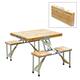 Outsunny 4 Person Wooden Portable Picnic Table Set with Umbrella Hole & Folding Suitcase Design, 4 Chairs