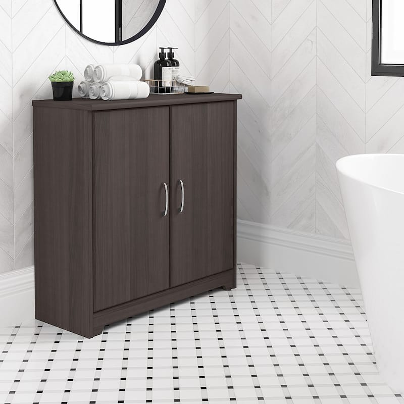Cabot Small Bathroom Storage Cabinet with Doors by Bush Furniture - Heather Gray