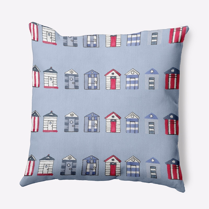 16 x 16 Inch Multi Beach Hut Stripe Print Outdoor Pillow