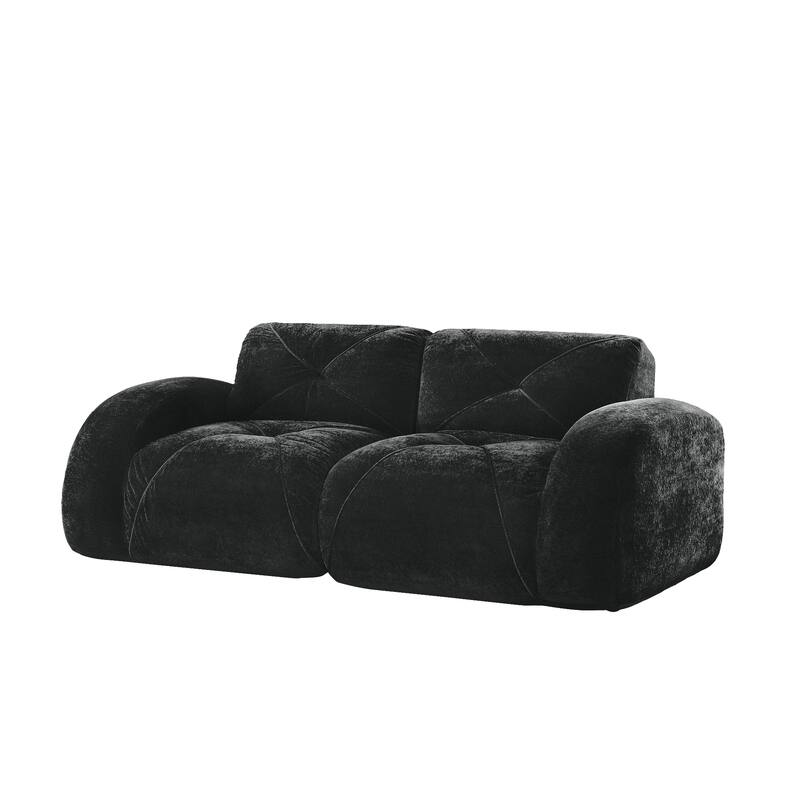 Roomfitters 2-Seater Tufted Velvet Sofa, No Assembly Boneless Cloud Couch with 32D High-Density Sponge