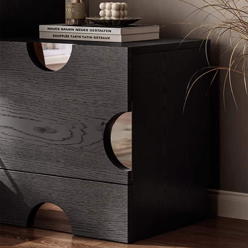 Modern Black freely combinable TV cabinet with storage, Solid Wood, Night Stands & Cabinets, 1-4 Pieces for Optional