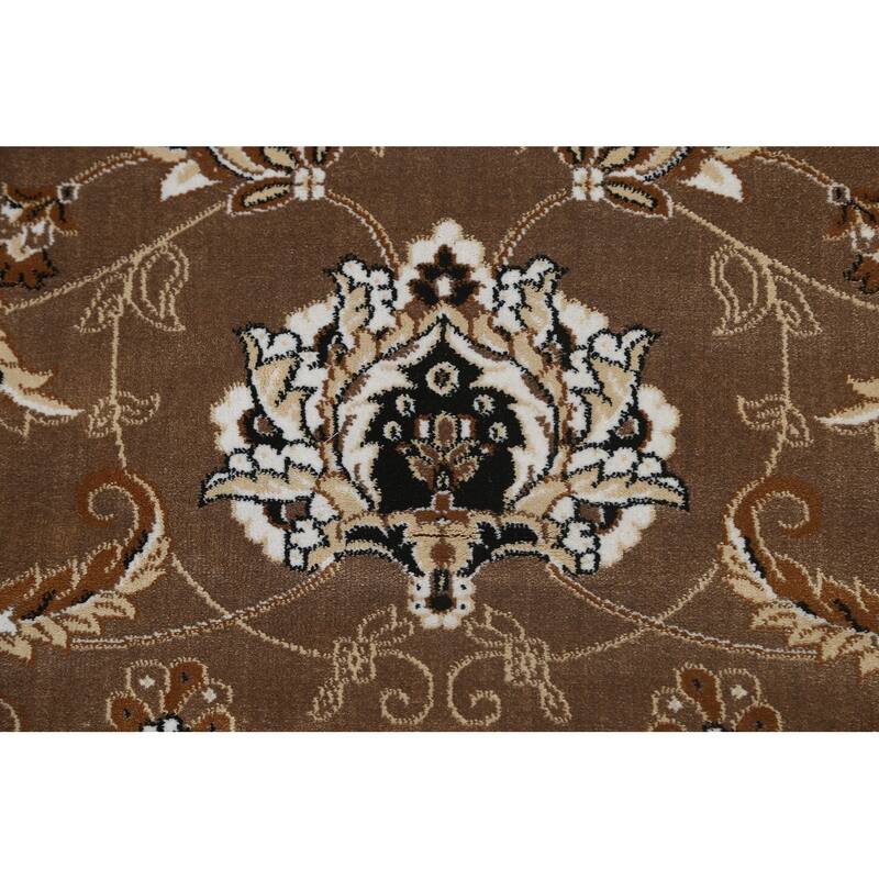 Traditional Brown Floral Oriental Tabriz Area Rug Turkish Carpet