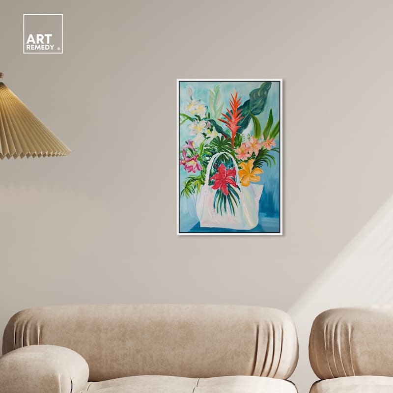 Art Remedy Tropical Flower Bag Framed Flowers In Vase Paintings