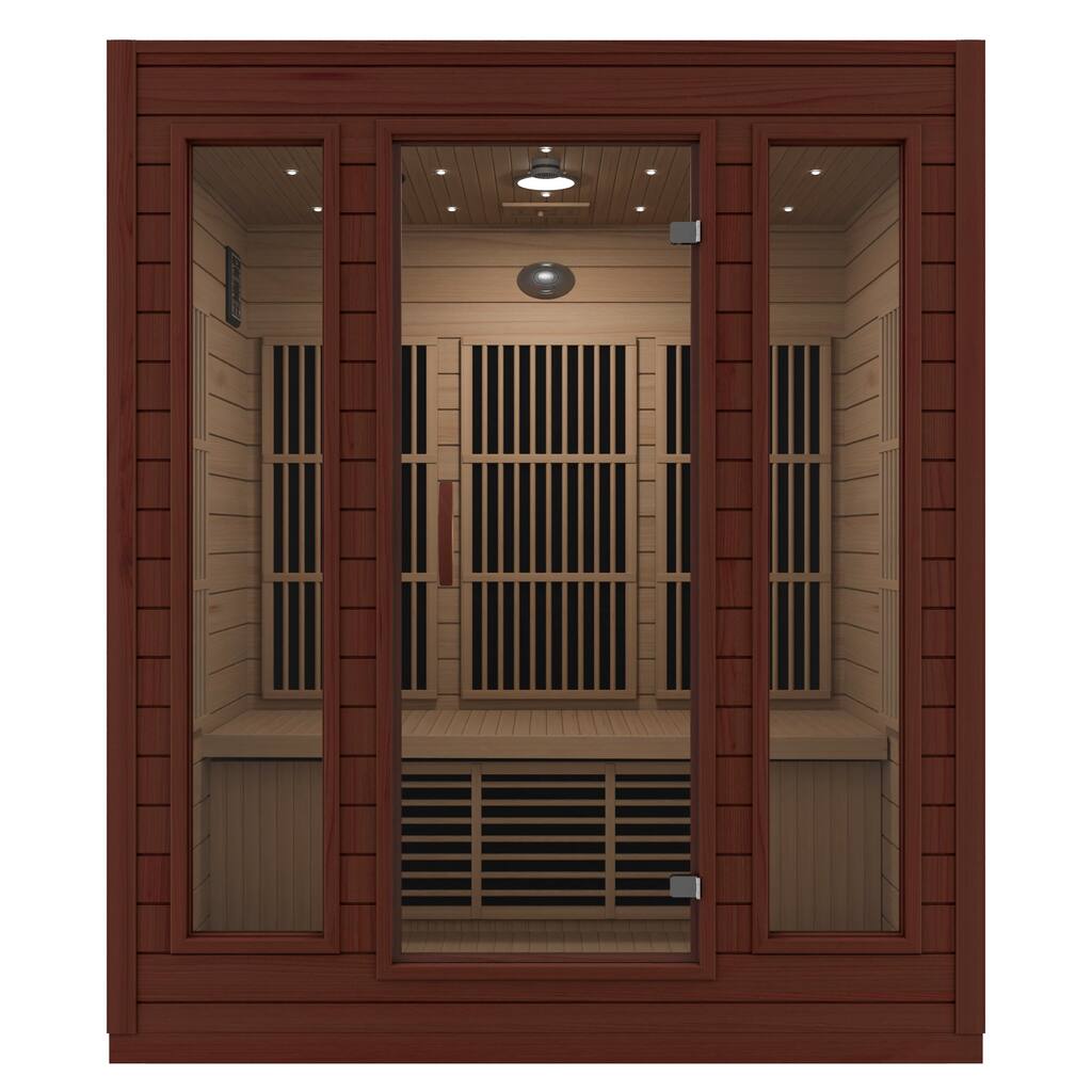 SaunaSpa 3-Person 2.3KW Carbon FAR Infrared Hemlock Wooden Indoor Home Sauna Room with LED Touch Control Panel