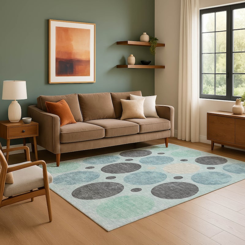 Premium Washable Super Soft Casual Circles Mayfield Rug