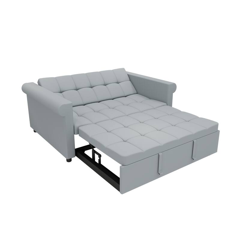 Minimalist Sofa Bed with 7-Position Adjustable Backrest, Convertible Sofa Loveseat with Sturdy Wooden Frame