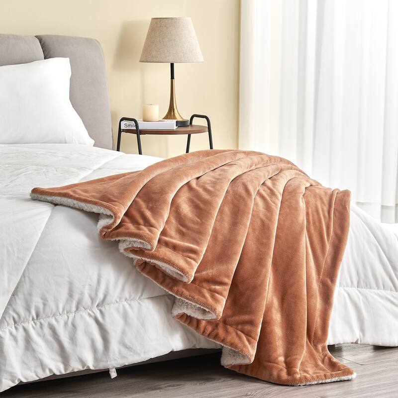 Linery & Co. Velvet Plush Reversible Sherpa Throw Blanket