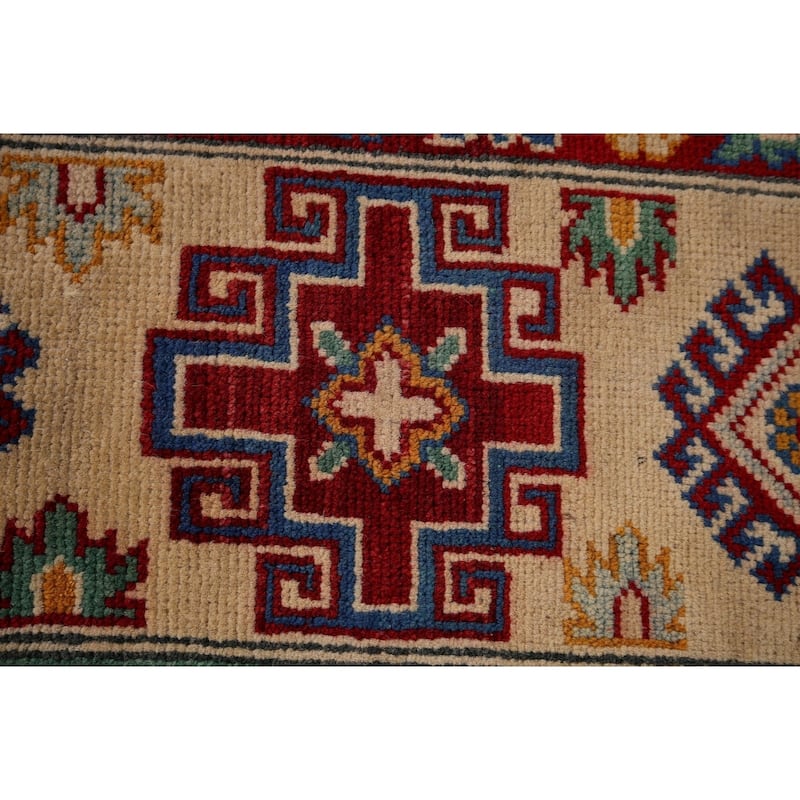 Geometric Kazak Rug Hand-Knotted Wool Carpet - 5'8" x 9'5"