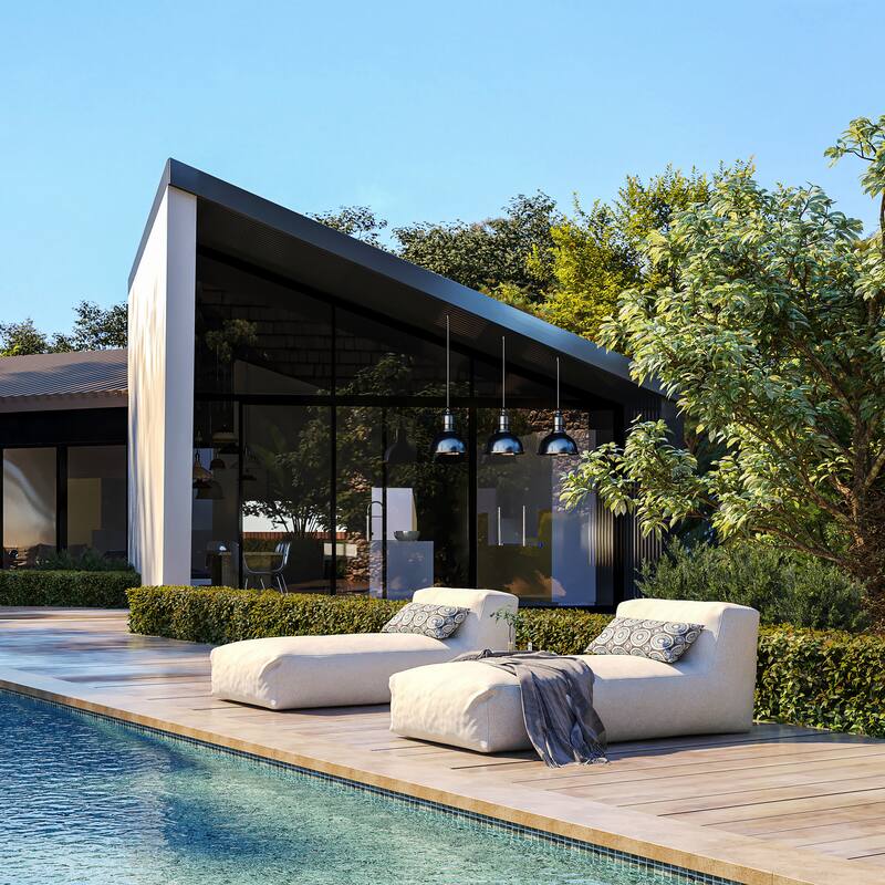 1-Piece Outdoor Bean Bag Chaise Lounge with Pillow - N/A