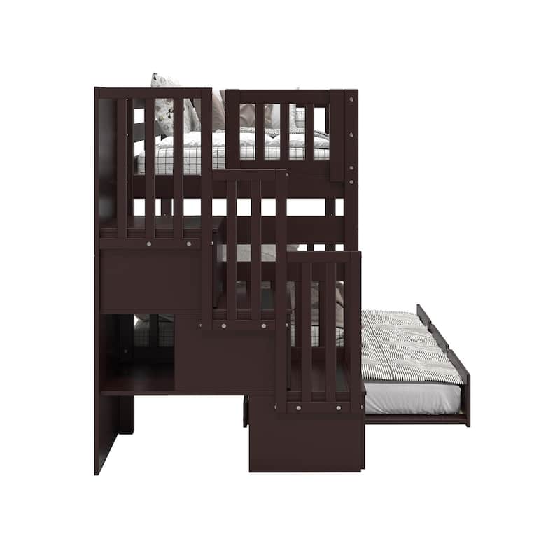 Taylor & Olive Trillium Twin over Twin Stairway Bunk Bed, Twin Trundle