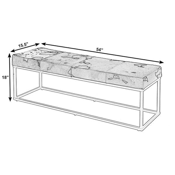 Stinson 54 in. W Rectangular Hair-on-Hide and Iron Accent Bench