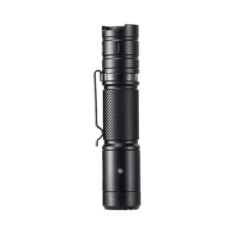 Black Rechargeable LED Flashlight 1200 Lumens with 6 Modes IP66 Waterproof - 1.2 × 1.0 × 4.8 in