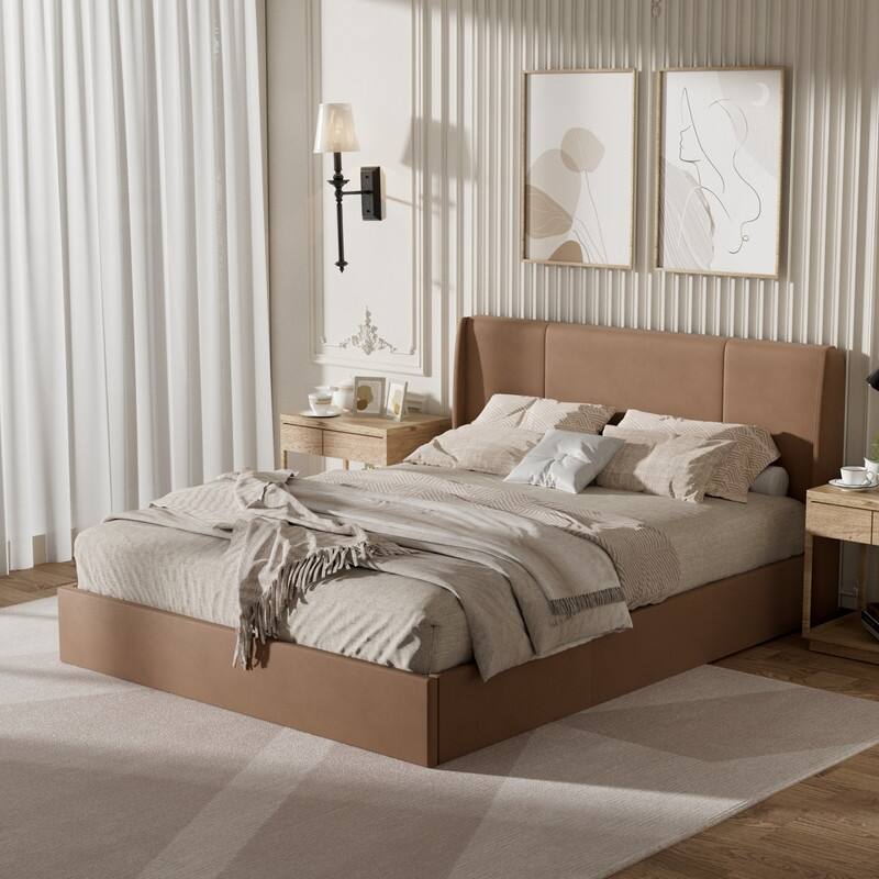 Modern Minimalist Upholstered Storage Bed with Lift-Up Platform