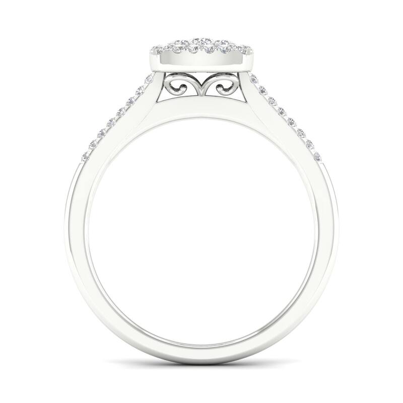 1/4ct TDW Diamond Cluster Halo Bridal Ring Set in Silver for Women