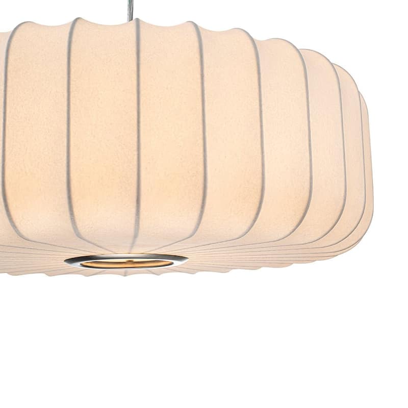 Dimmable Drum 1-Light Hanging Dining Pendant with Silk Shade - 20.1 in