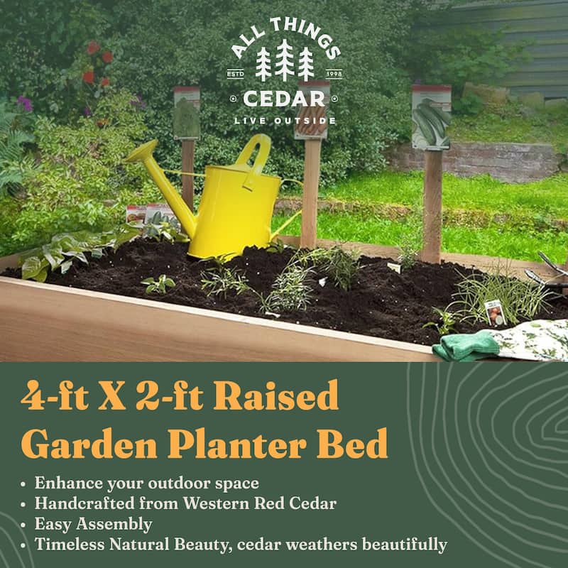 All Things Cedar 4-ft X 2-ft Raised Garden Planter Bed, Western Red Cedar Build - 10