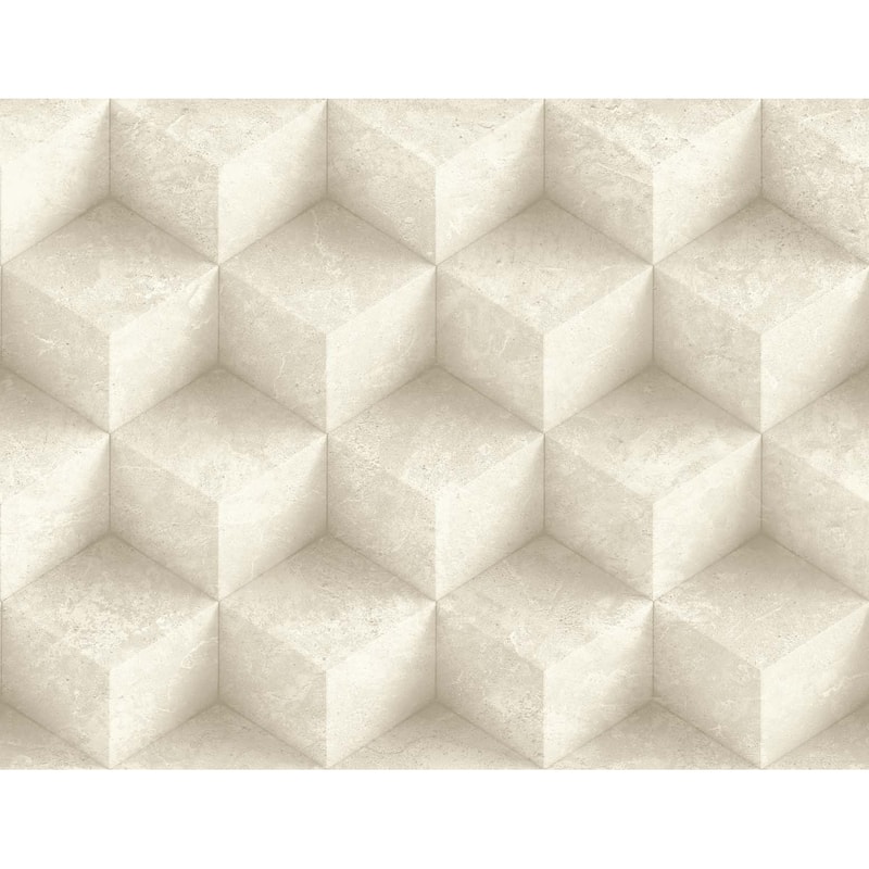 Seabrook Designs Faux Concrete Diamonds Unpasted Wallpaper - 27 in. W x 27 ft. L - Light Sand