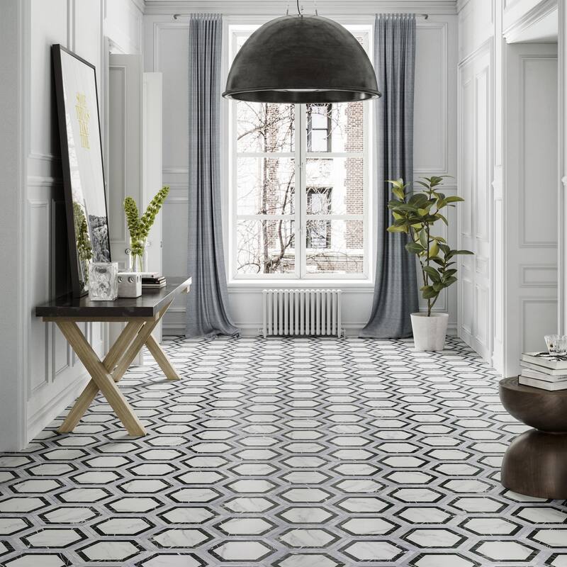 Merola Tile BioTech Hex Bardiglio Agra 11" x 13" Porcelain Floor and Wall Tile