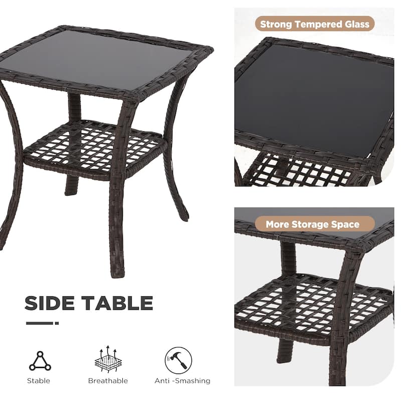 Outdoor Wicker Patio Set w Swivel Chairs & Sofa, Ottomans and Tables, Modular 3/5/6/7-Piece, All-Weather Conversation Set.