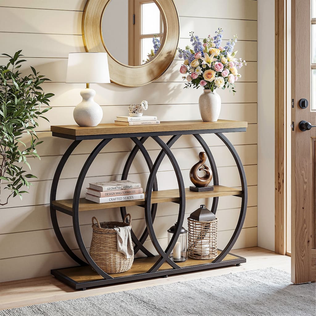 41.3" Console Table with Shelves, 3-Tier Entryway Table for Living Room, Hallway, Foyer