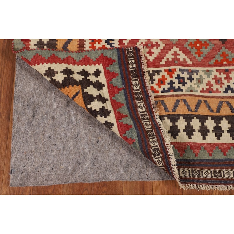 Kilim Qashqai Persian Vintage Rug Flatweave Traditional Wool Carpet - 4'2"x 7'8"