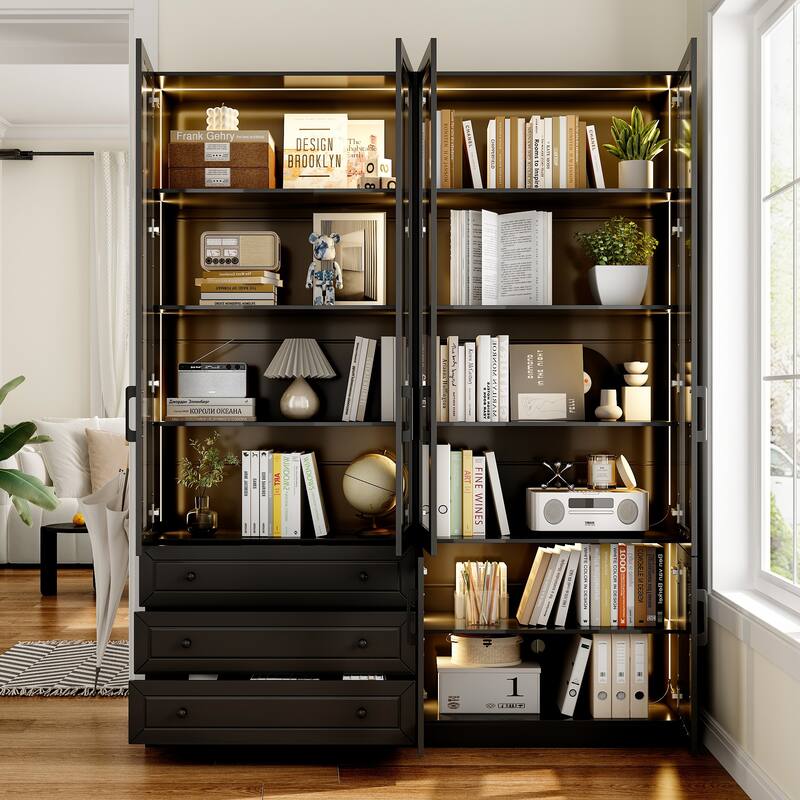 Organizer Eco-Friendly Accent Light Strip Bookshelves Display Cabinet - 63"x78.7“