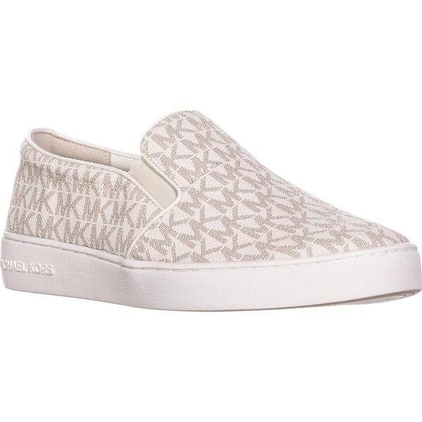 Shop Michael Michael Kors Mk Signature Keaton Slip On Sneakers Vanilla Logo Overstock 19498812