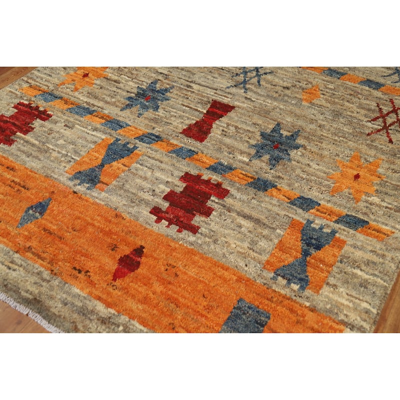 Geometric Moroccan Oriental Area Rug Hand-Knotted Wool Carpet - 5'8" x 7'6"