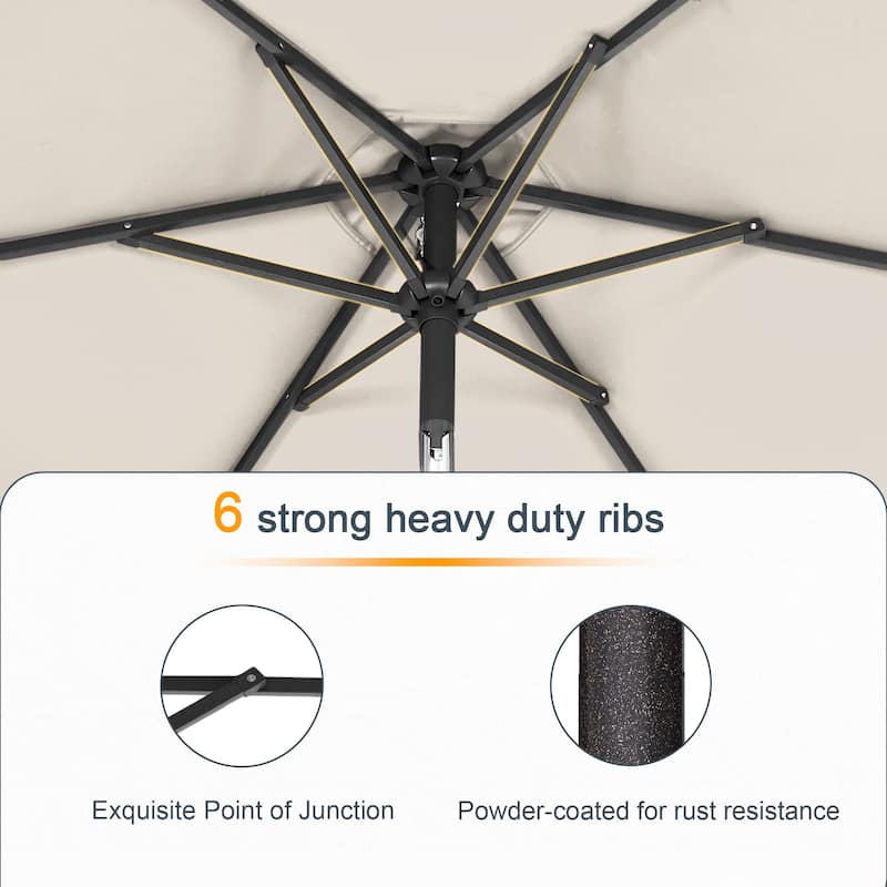 LIVOOSUN 10 x 6.5ft Outdoor Market Patio Umbrella w/Tilt and Crank