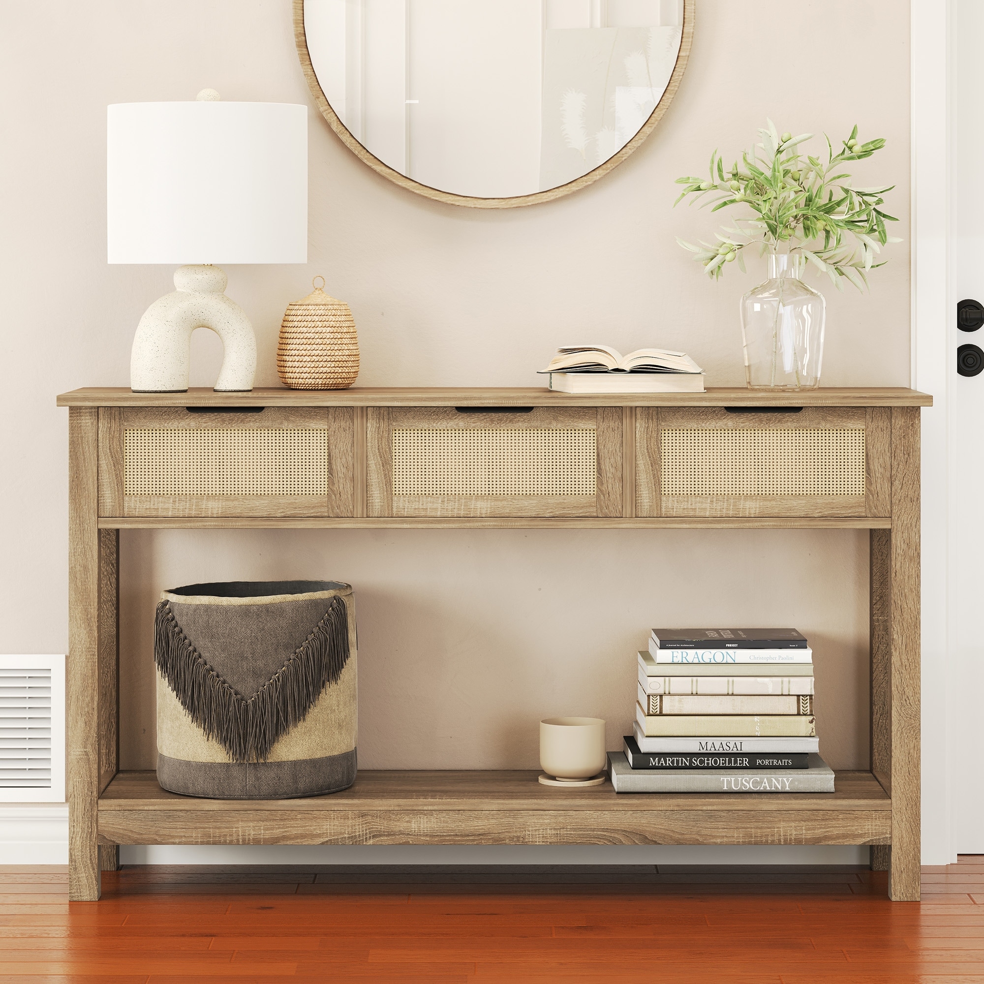 Console Table With Drawers Surmoby Console Table With Rattan