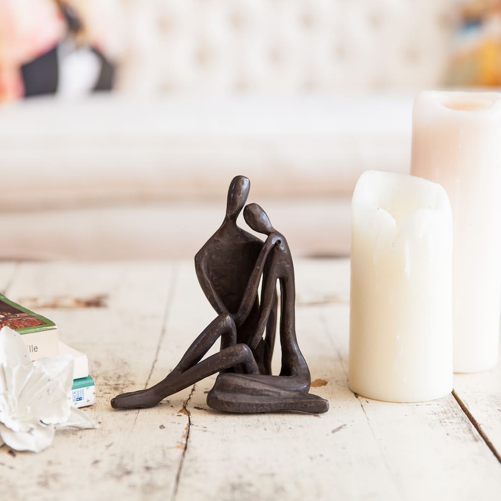 Cast Bronze Couple Embracing Sculpture
