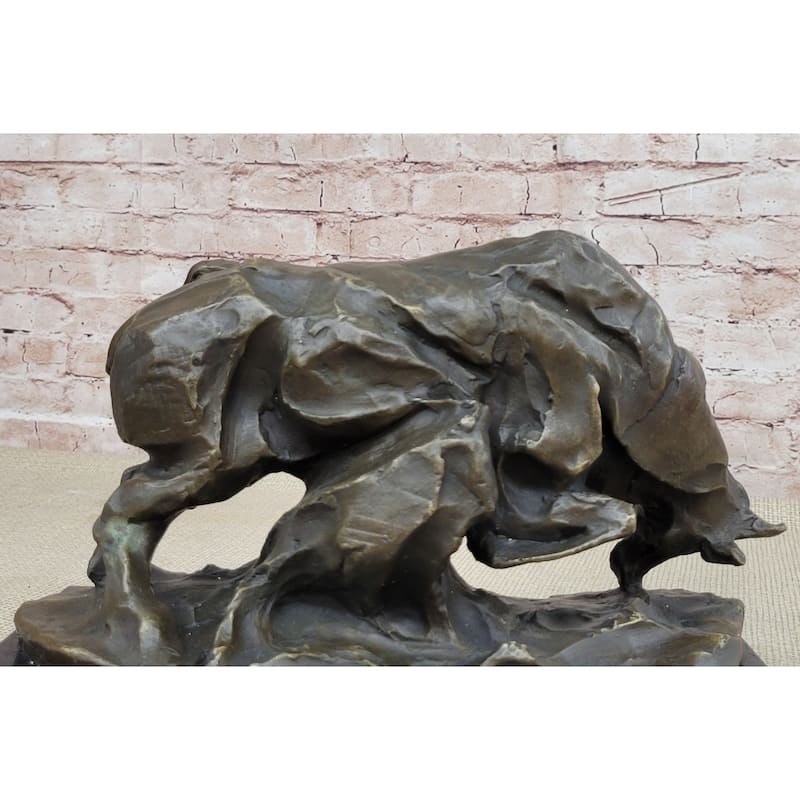 Large Abstract Modern Art Charging Bull Bronze Sculpture Marble Base Figurine