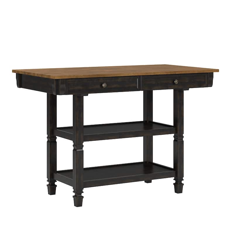 Elena 2-tone Antique Kitchen Island Buffet by iNSPIRE Q Classic - Black